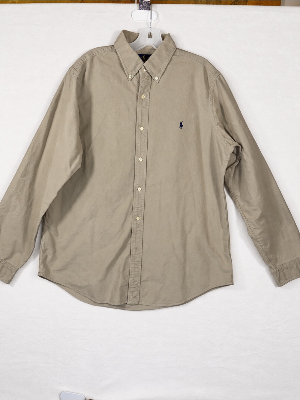 Ralph Lauren Men’s Button-Down Shirt in Khaki with Navy Pony large